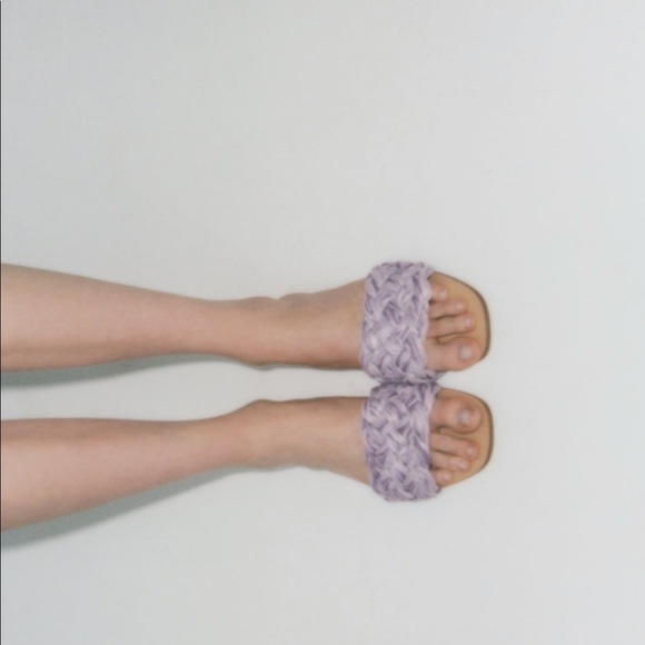 NWT’s Zara Woven Raffia Flat Lilac Sandals size 6 - Picture 4 of 7
